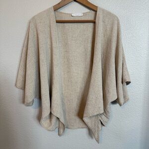 Wasabi + Mint Lightweight Beige Open-Front Draped Cardigan